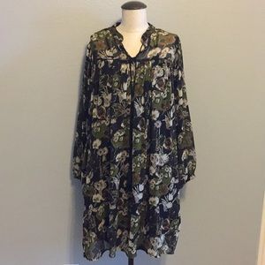 Zara green sheer floral dress